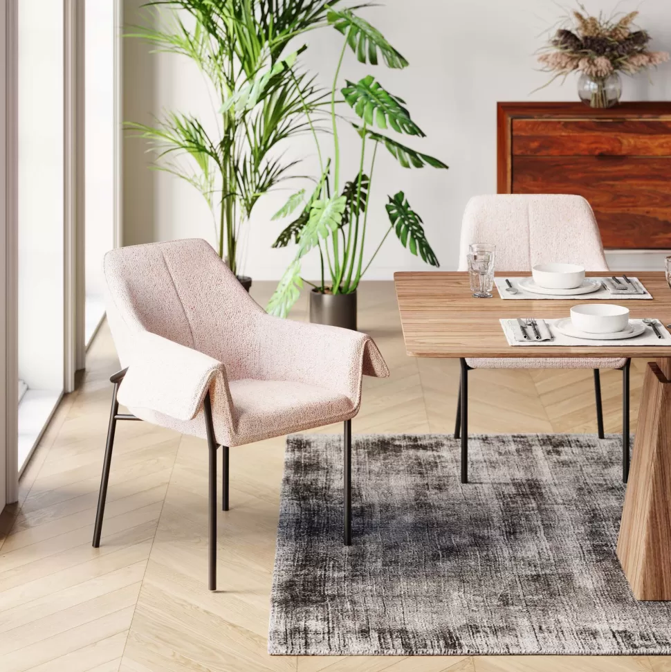 Krzesła-KARE Design Krzesło Z Podłokietnikami Beżowe Z Czarnymi Nogami Ze Stali 70x85 Cm
