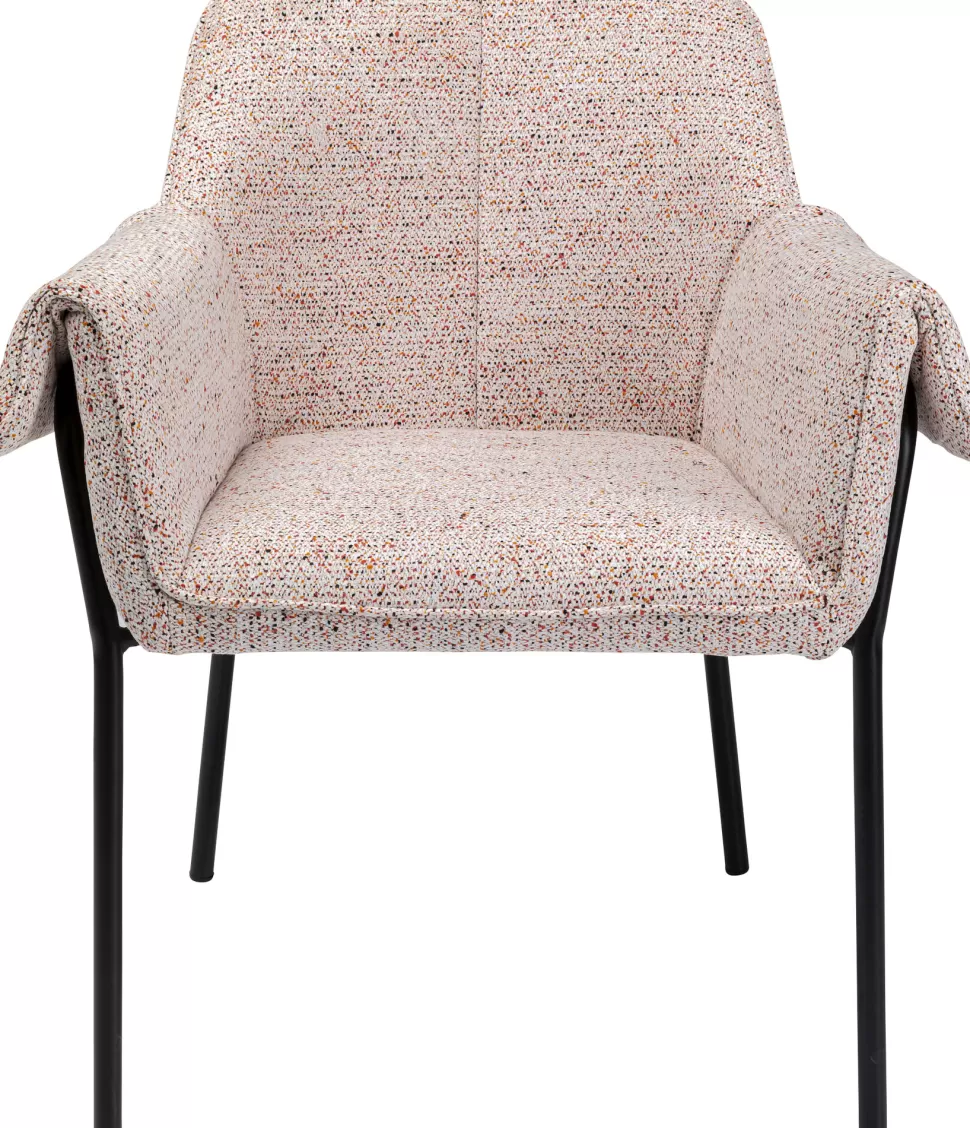 Krzesła-KARE Design Krzesło Z Podłokietnikami Beżowe Z Czarnymi Nogami Ze Stali 70x85 Cm