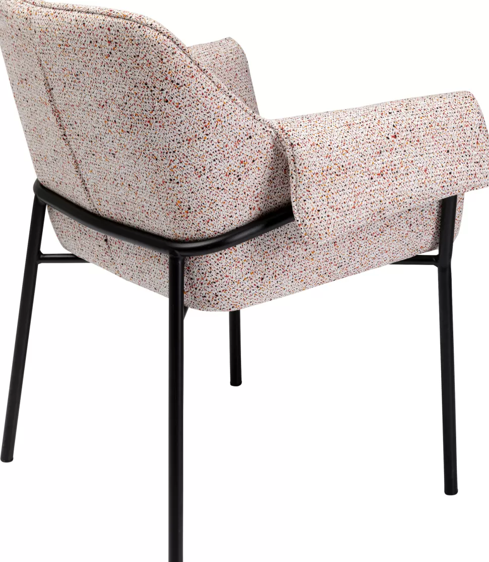 Krzesła-KARE Design Krzesło Z Podłokietnikami Beżowe Z Czarnymi Nogami Ze Stali 70x85 Cm