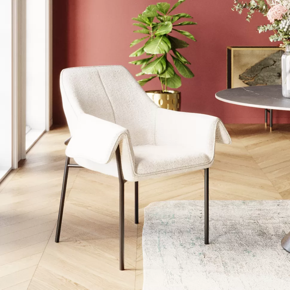 Krzesła-KARE Design Krzesło Z Podłokietnikami Bess 70x85 Cm Kremowe