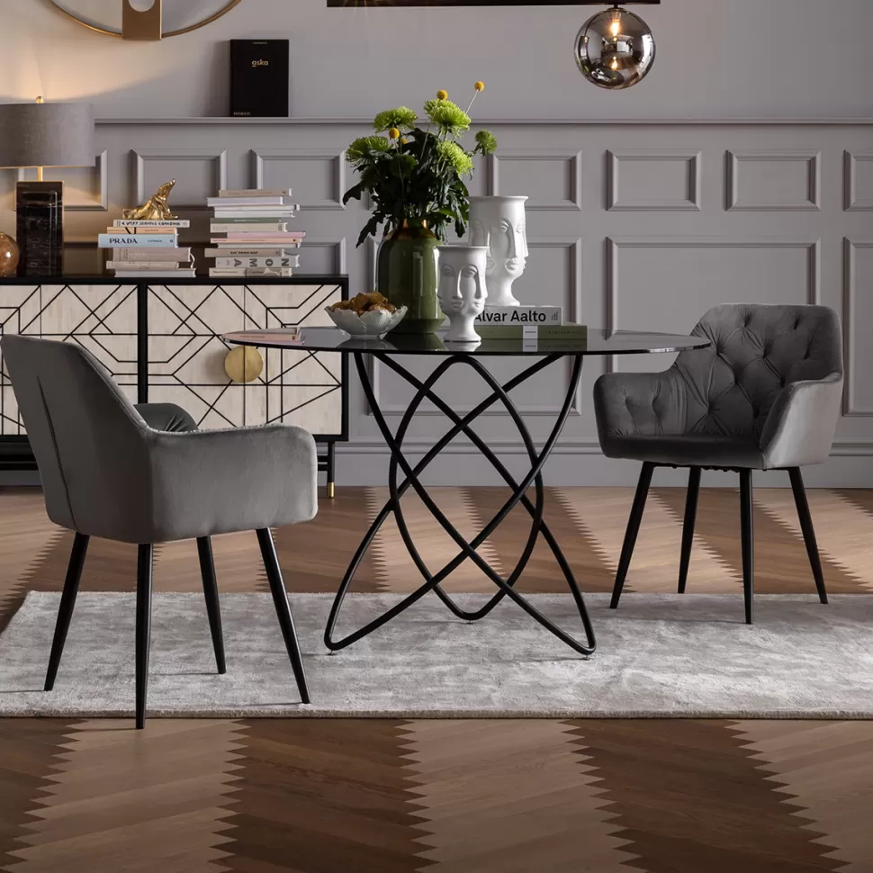 Krzesła-KARE Design Krzesło Z Podłokietnikami Kira 58x82 Cm Szare