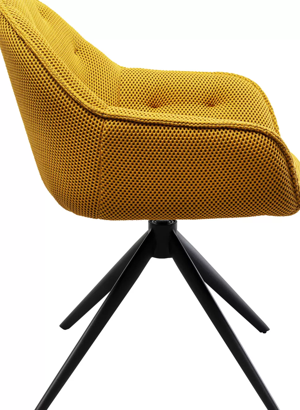 Krzesła-KARE Design Krzesło Z Podłokietnikami Obrotowe Pikowane żółte Nogi Czarne 64x81 Cm
