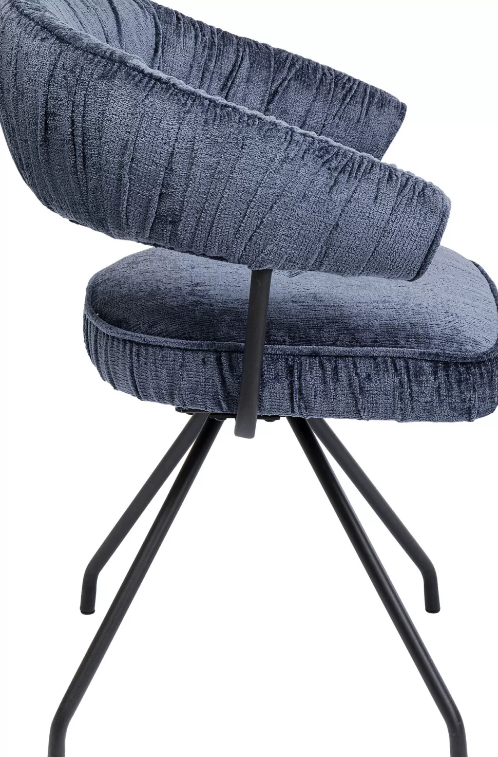 Krzesła-KARE Design Krzesło Z Podłokietnikami Obrotowe W Kolorze Niebieskim Nogi Czarne 58x78 Cm
