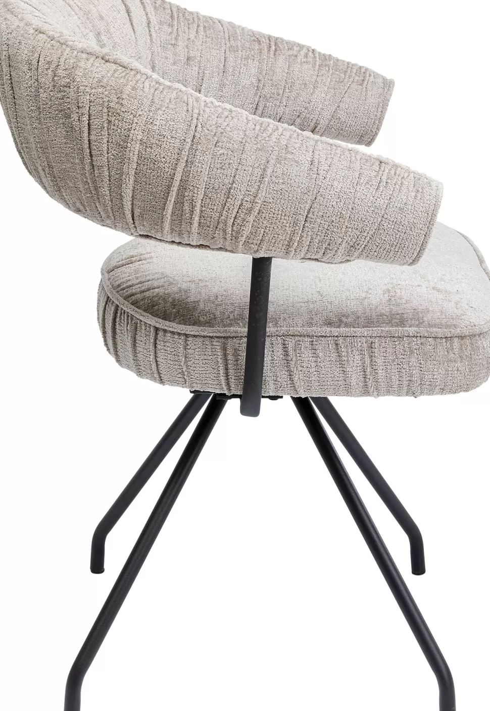 Krzesła-KARE Design Krzesło Z Podłokietnikami Obrotowe W Kolorze Szarym Nogi Czarne 58x78 Cm