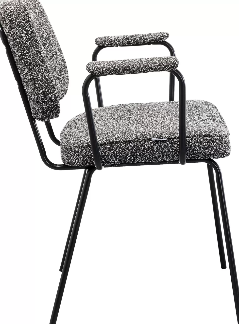 Krzesła-KARE Design Krzesło Z Podłokietnikami Szara Tkanina Melanżowa Nogi Czarne 58x80 Cm