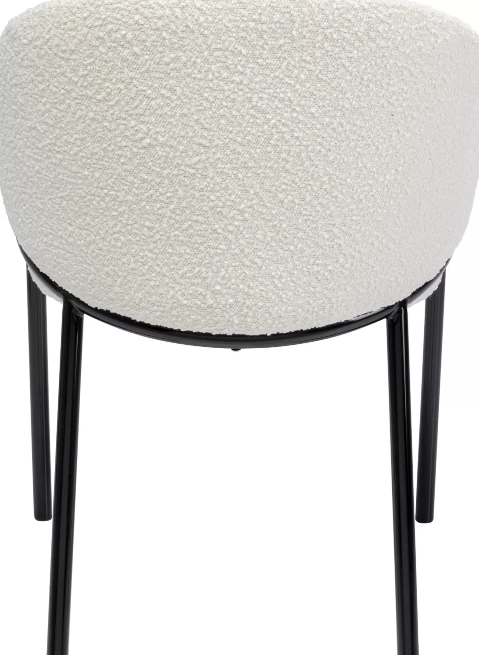 Krzesła-KARE Design Krzesło Z Podłokietnikami Tapicerowane Białe Boucle Nogi Stalowe Czarne 58x79 Cm