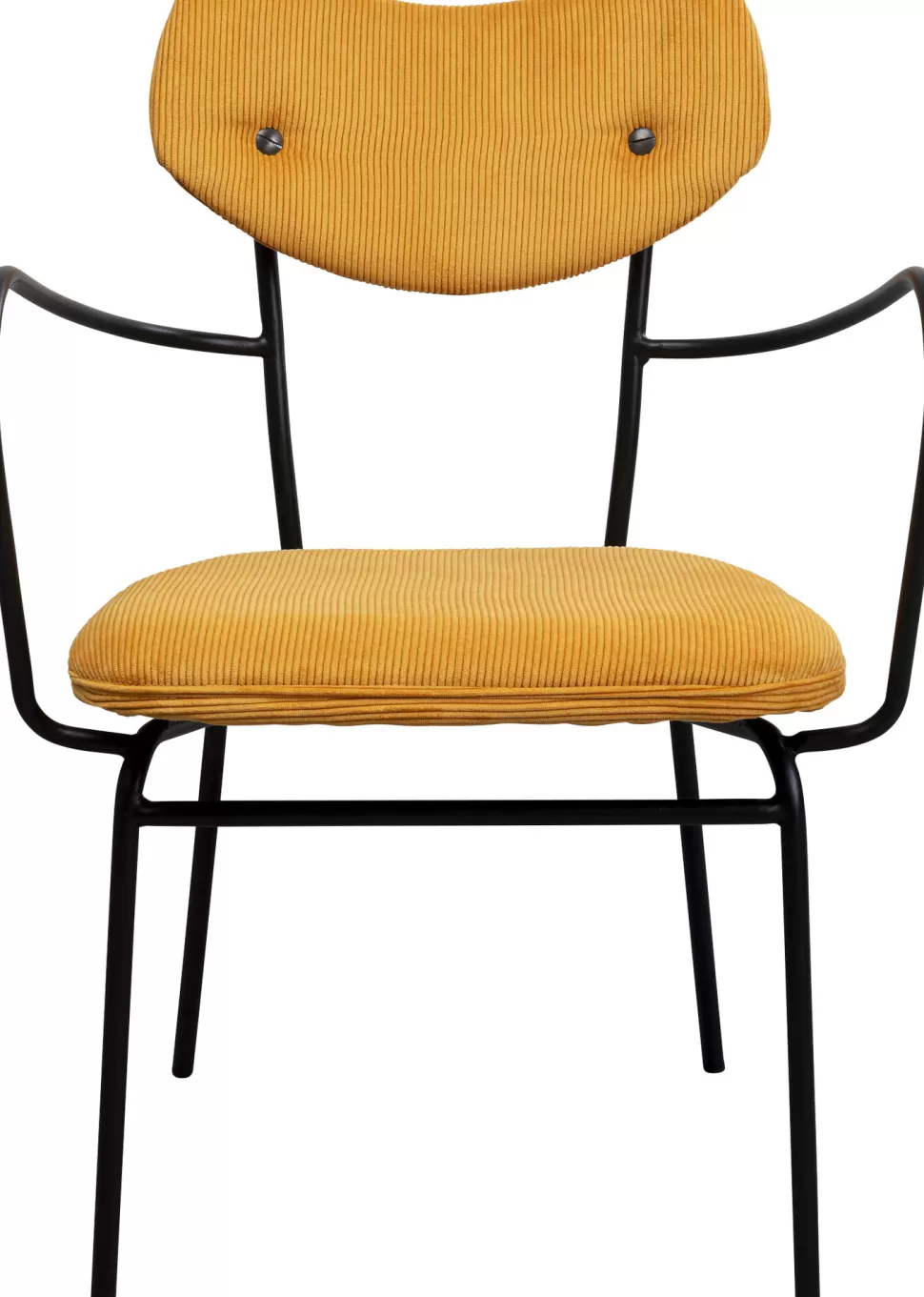 Krzesła-KARE Design Krzesło Z Podłokietnikami żółte Z Czarną Stalową Ramą 59x82 Cm