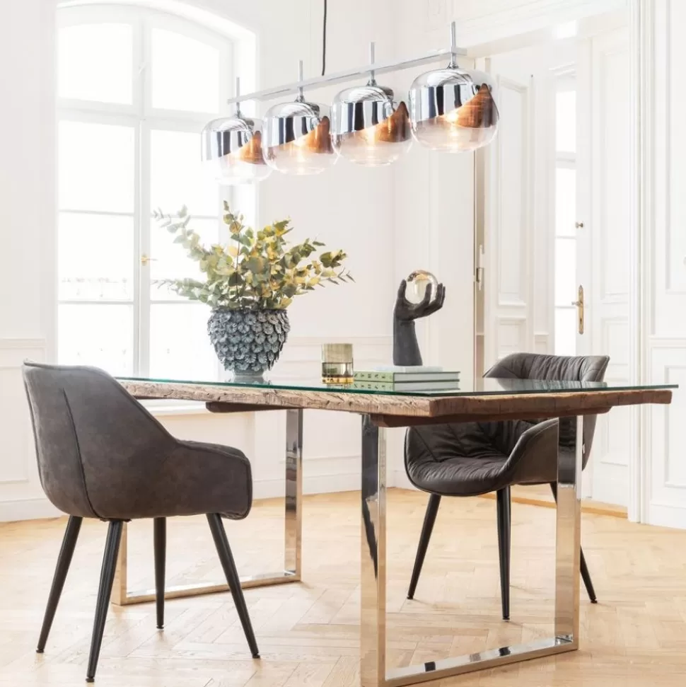 Krzesła-KARE Design Krzesło Z Podłokietnikami Thelma 65x82 Cm Szare Ekoskóra