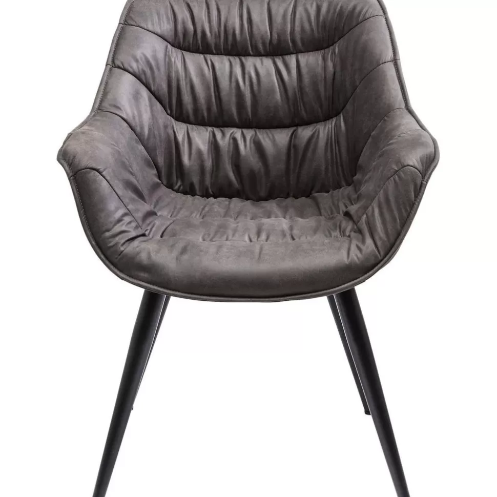 Krzesła-KARE Design Krzesło Z Podłokietnikami Thelma 65x82 Cm Szare Ekoskóra