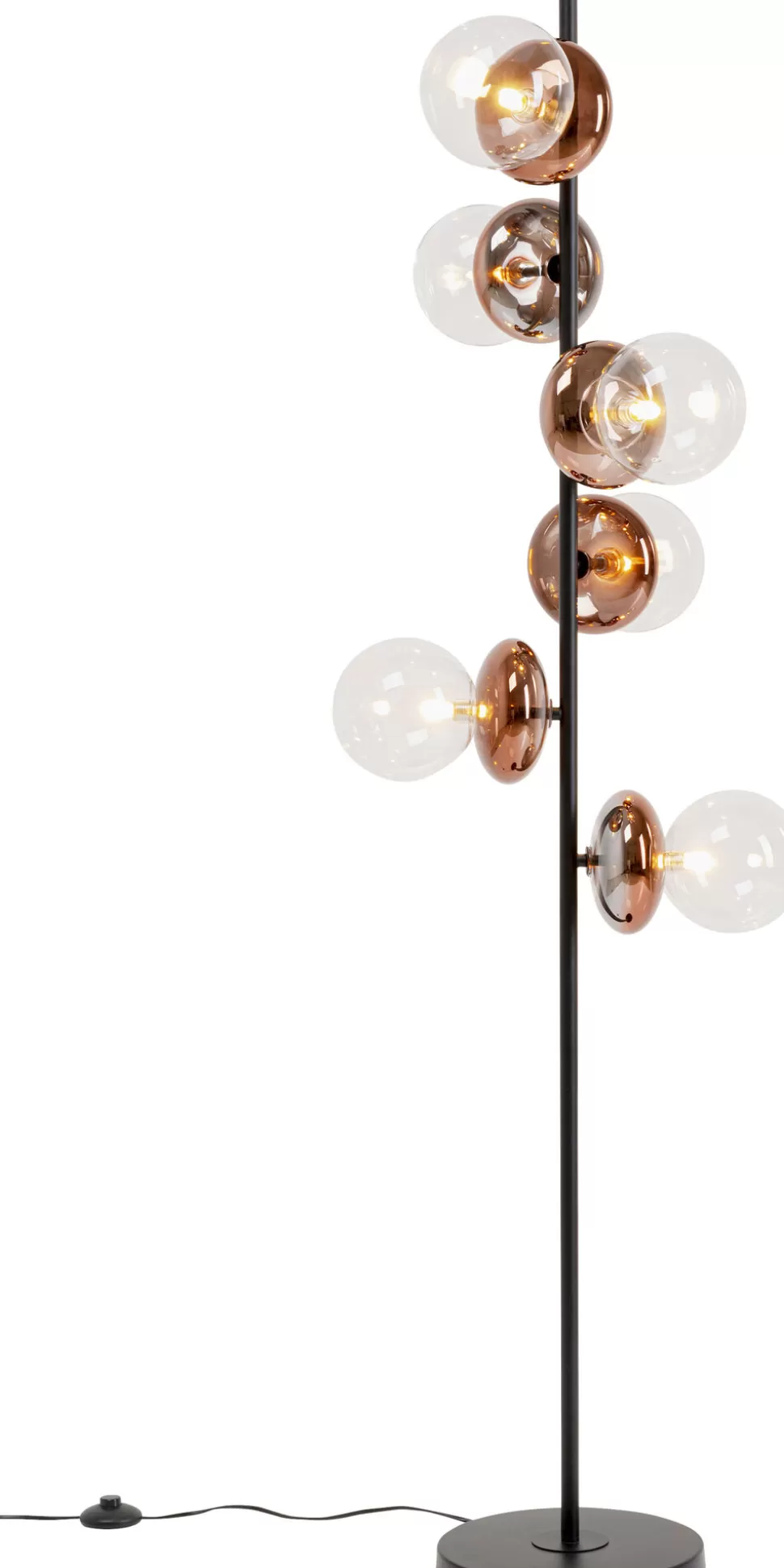 Lampy Podłogowe-KARE Design Lampa Podłogowa Czarna Klosze Szklane Transparentne I Miedziane 165 Cm