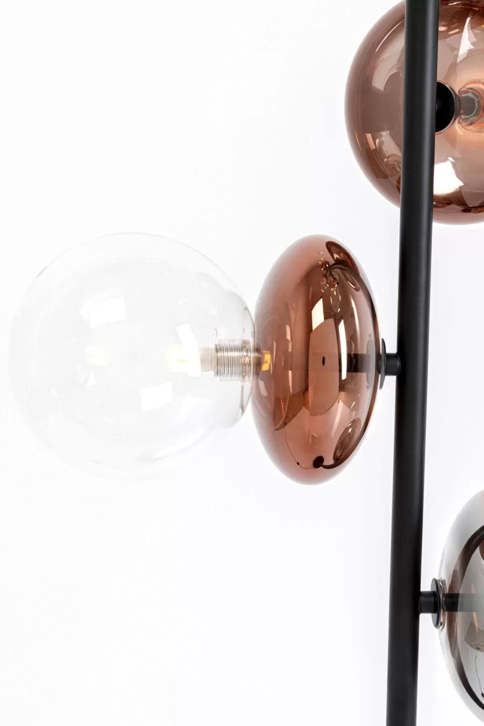 Lampy Podłogowe-KARE Design Lampa Podłogowa Czarna Klosze Szklane Transparentne I Miedziane 165 Cm
