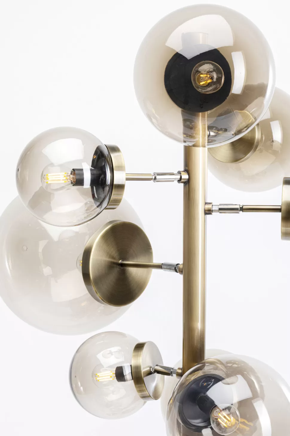 Lampy Podłogowe-KARE Design Lampa Podłogowa Duża Złota Klosze Szklane Kule Przydymione 160 Cm