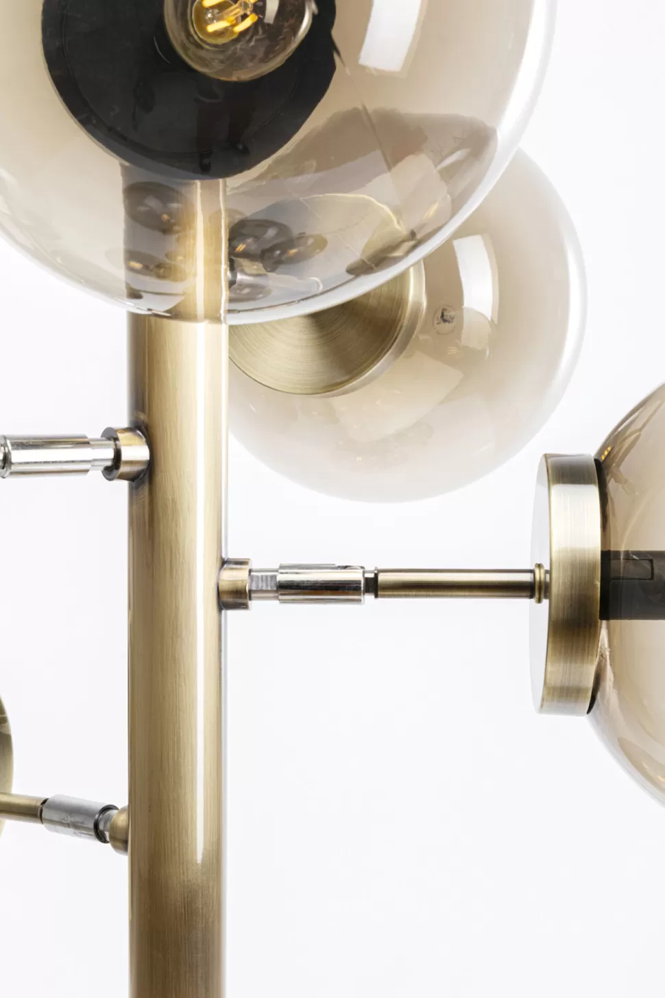 Lampy Podłogowe-KARE Design Lampa Podłogowa Duża Złota Klosze Szklane Kule Przydymione 160 Cm