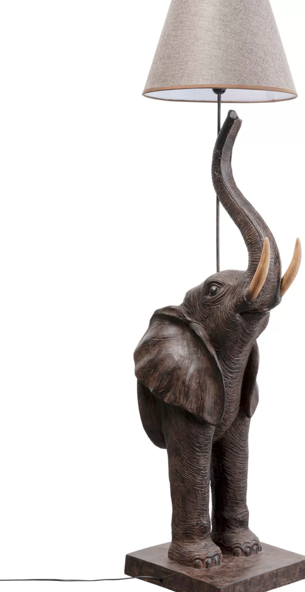 Lampy Podłogowe-KARE Design Lampa Podłogowa Motyw Zwierzęcy Słoń 154 Cm Abażur Beżowy Lniany