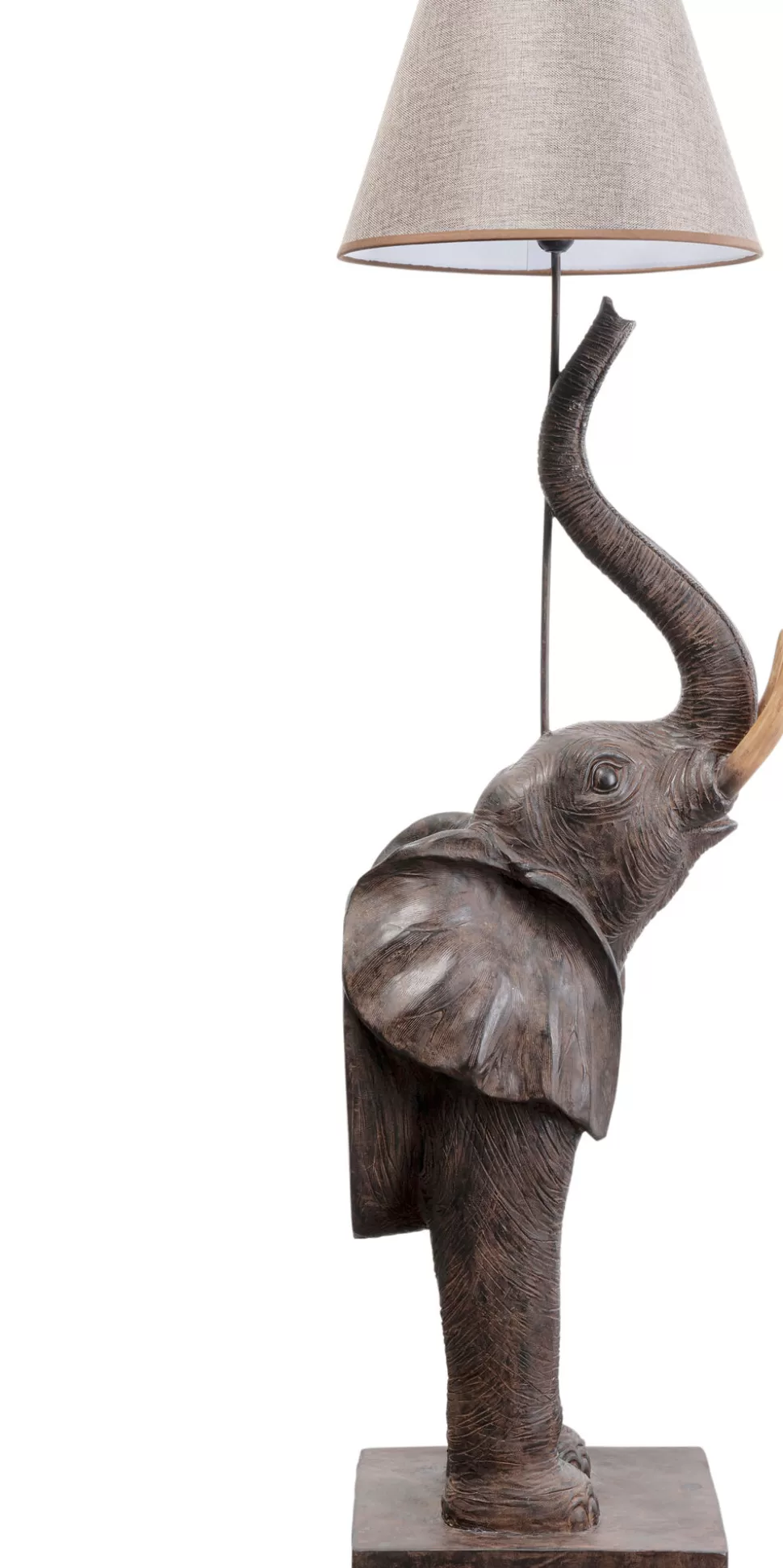 Lampy Podłogowe-KARE Design Lampa Podłogowa Motyw Zwierzęcy Słoń 154 Cm Abażur Beżowy Lniany