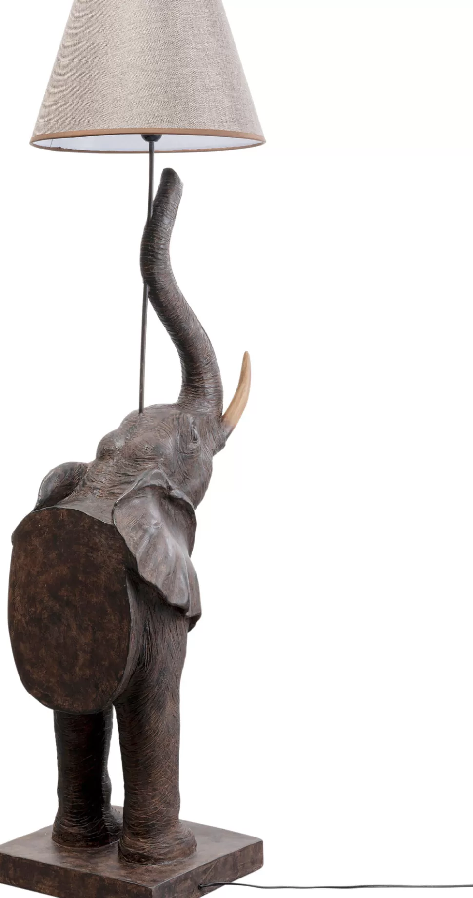 Lampy Podłogowe-KARE Design Lampa Podłogowa Motyw Zwierzęcy Słoń 154 Cm Abażur Beżowy Lniany