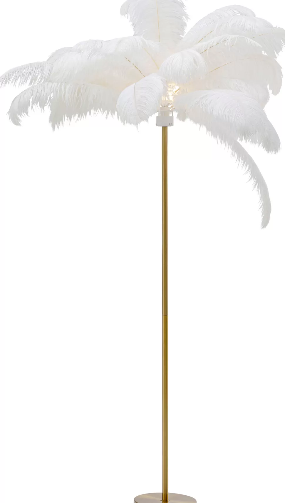 Lampy Podłogowe-KARE Design Lampa Podłogowa Palma Biała Strusie Pióra 165 Cm Podstawa Złota