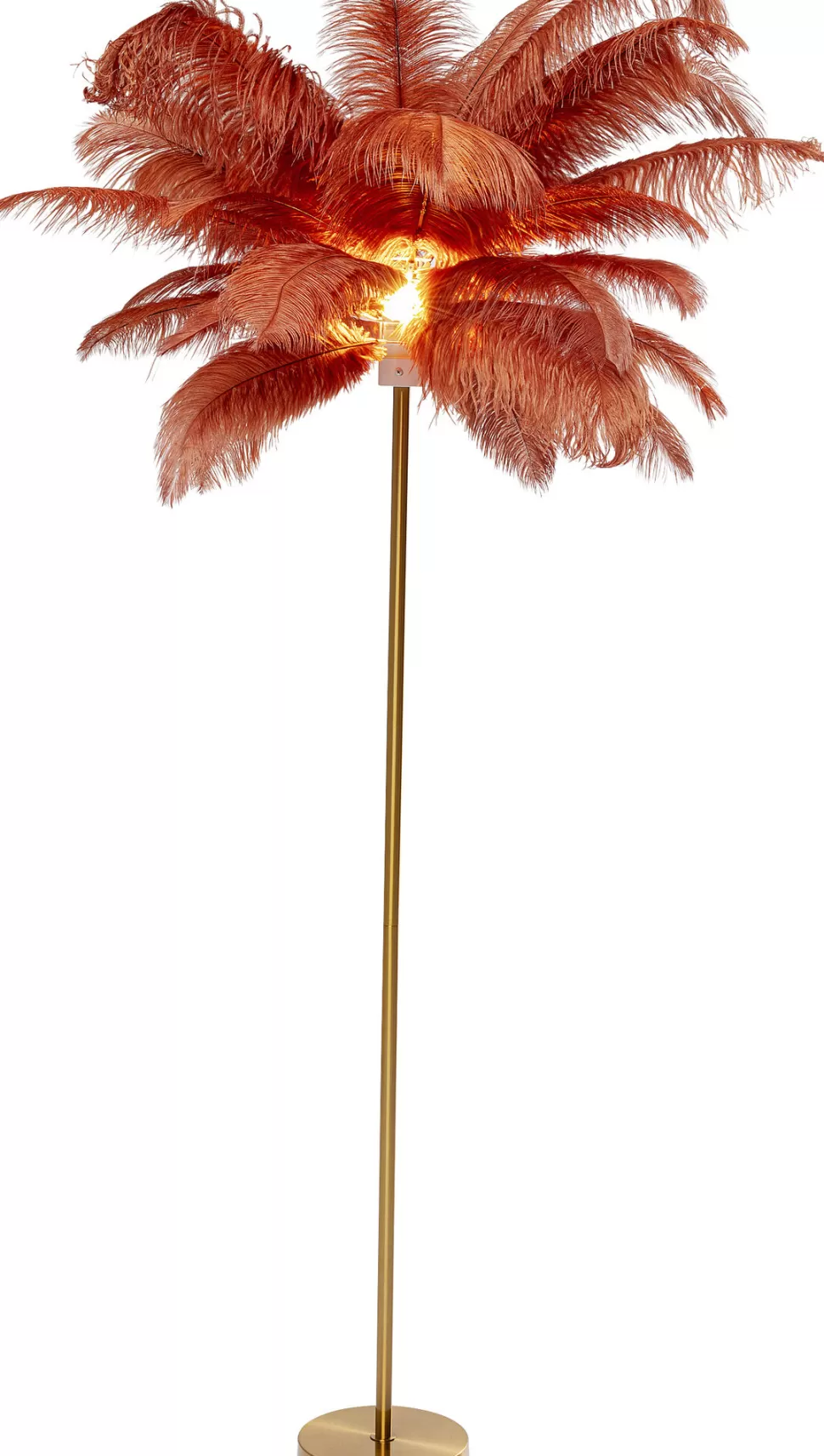 Lampy Podłogowe-KARE Design Lampa Podłogowa Palma Brązowa Rdzawa Strusie Pióra 165 Cm Podstawa Złota