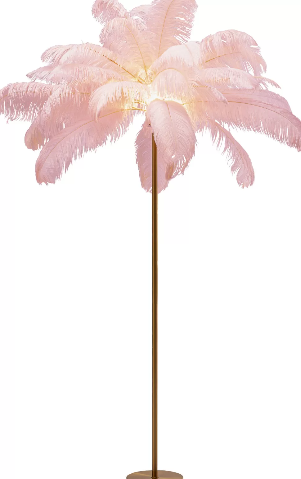 Lampy Podłogowe-KARE Design Lampa Podłogowa Palma Różowa Strusie Pióra 165 Cm Podstawa Złota