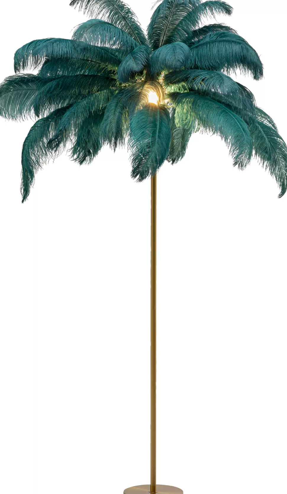 Lampy Podłogowe-KARE Design Lampa Podłogowa Palma Zielona Strusie Pióra 165 Cm Podstawa Złota