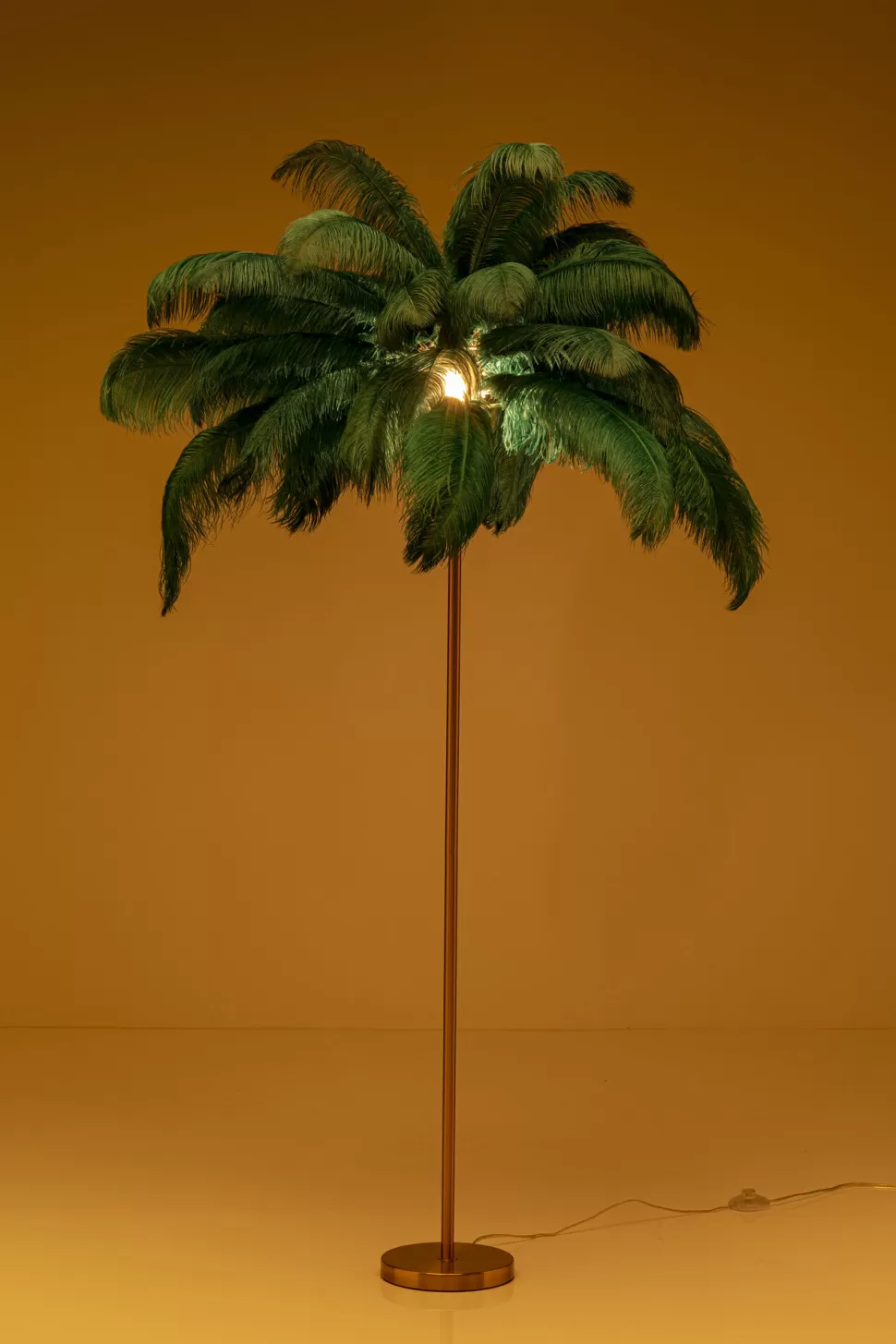 Lampy Podłogowe-KARE Design Lampa Podłogowa Palma Zielona Strusie Pióra 165 Cm Podstawa Złota