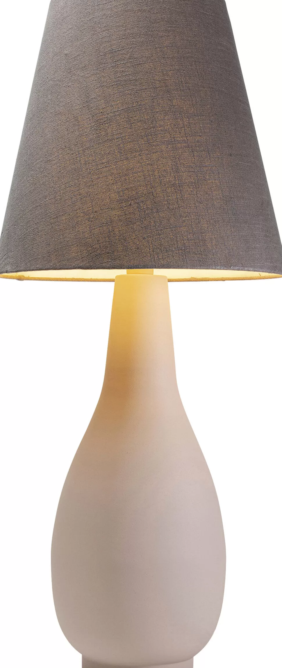 Lampy Podłogowe-KARE Design Lampa Podłogowa Podstawa Stalowa Beżowa Abażur Lniany Szary Ø42x99 Cm