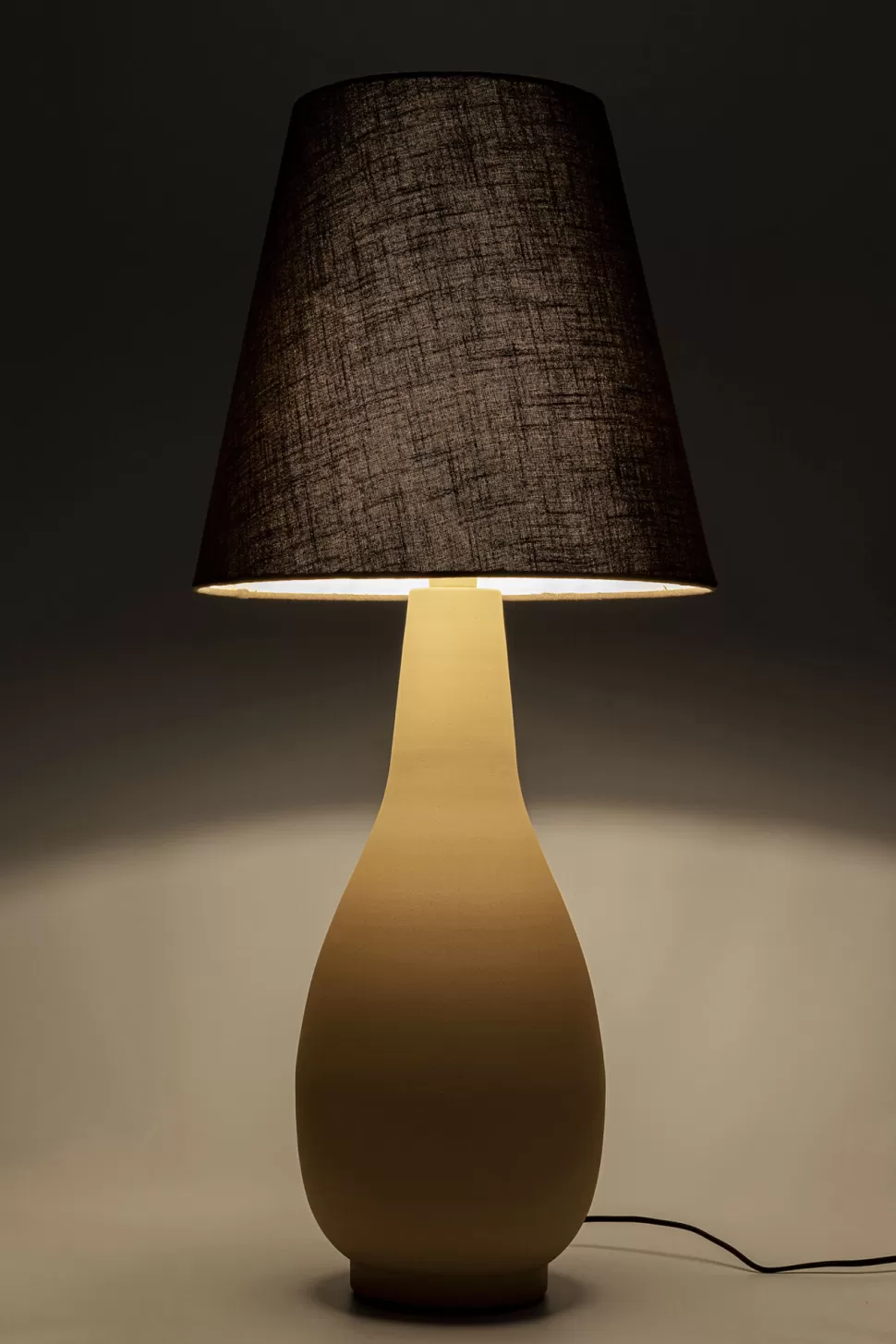 Lampy Podłogowe-KARE Design Lampa Podłogowa Podstawa Stalowa Beżowa Abażur Lniany Szary Ø42x99 Cm