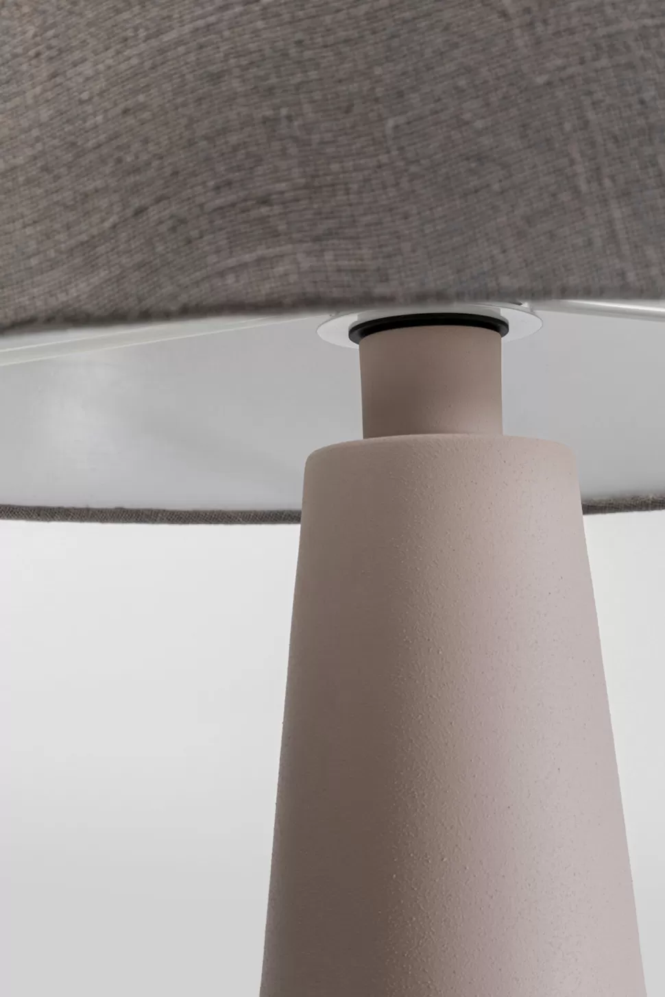 Lampy Podłogowe-KARE Design Lampa Podłogowa Podstawa Stalowa Beżowa Abażur Lniany Szary Ø42x99 Cm
