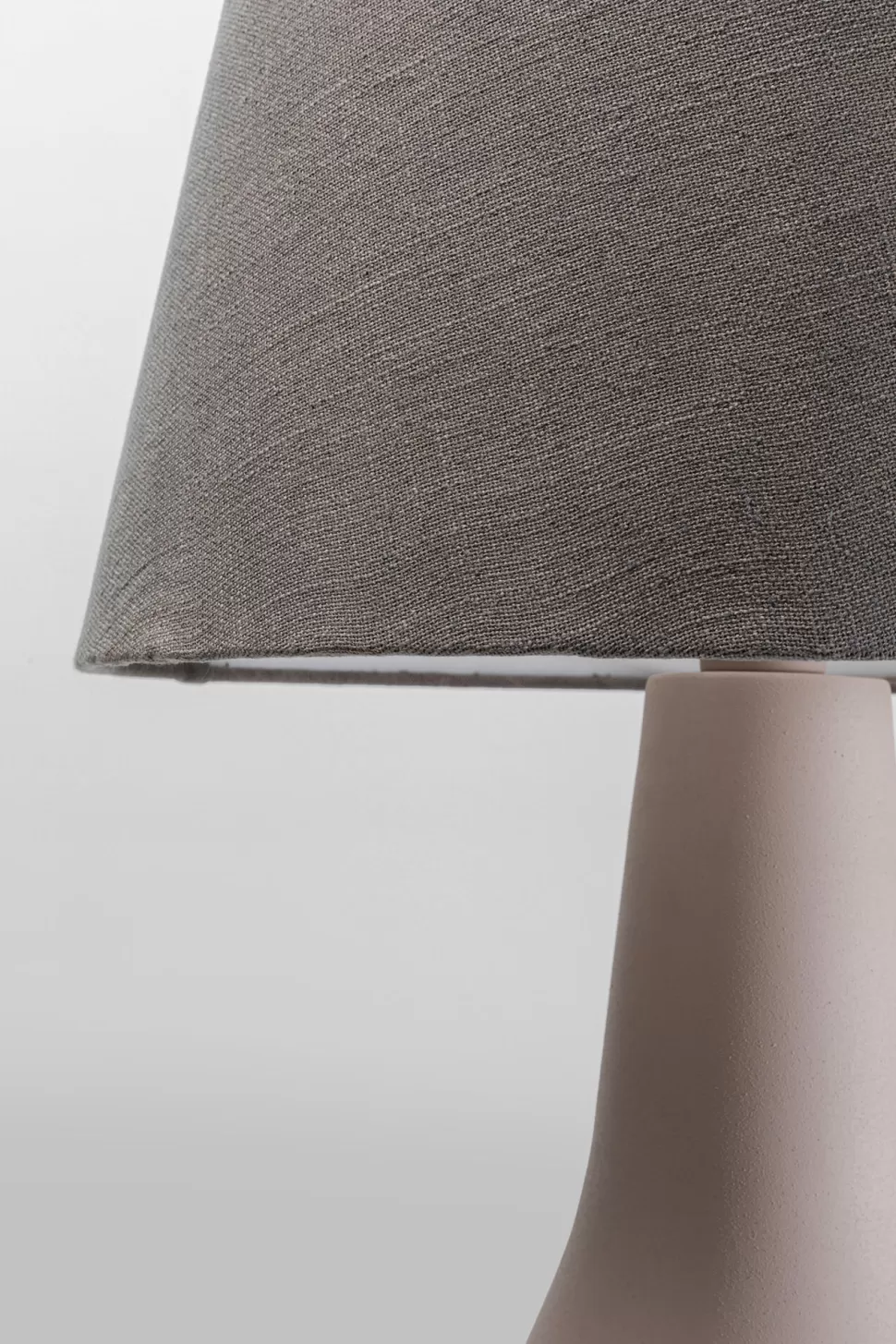 Lampy Podłogowe-KARE Design Lampa Podłogowa Podstawa Stalowa Beżowa Abażur Lniany Szary Ø42x99 Cm