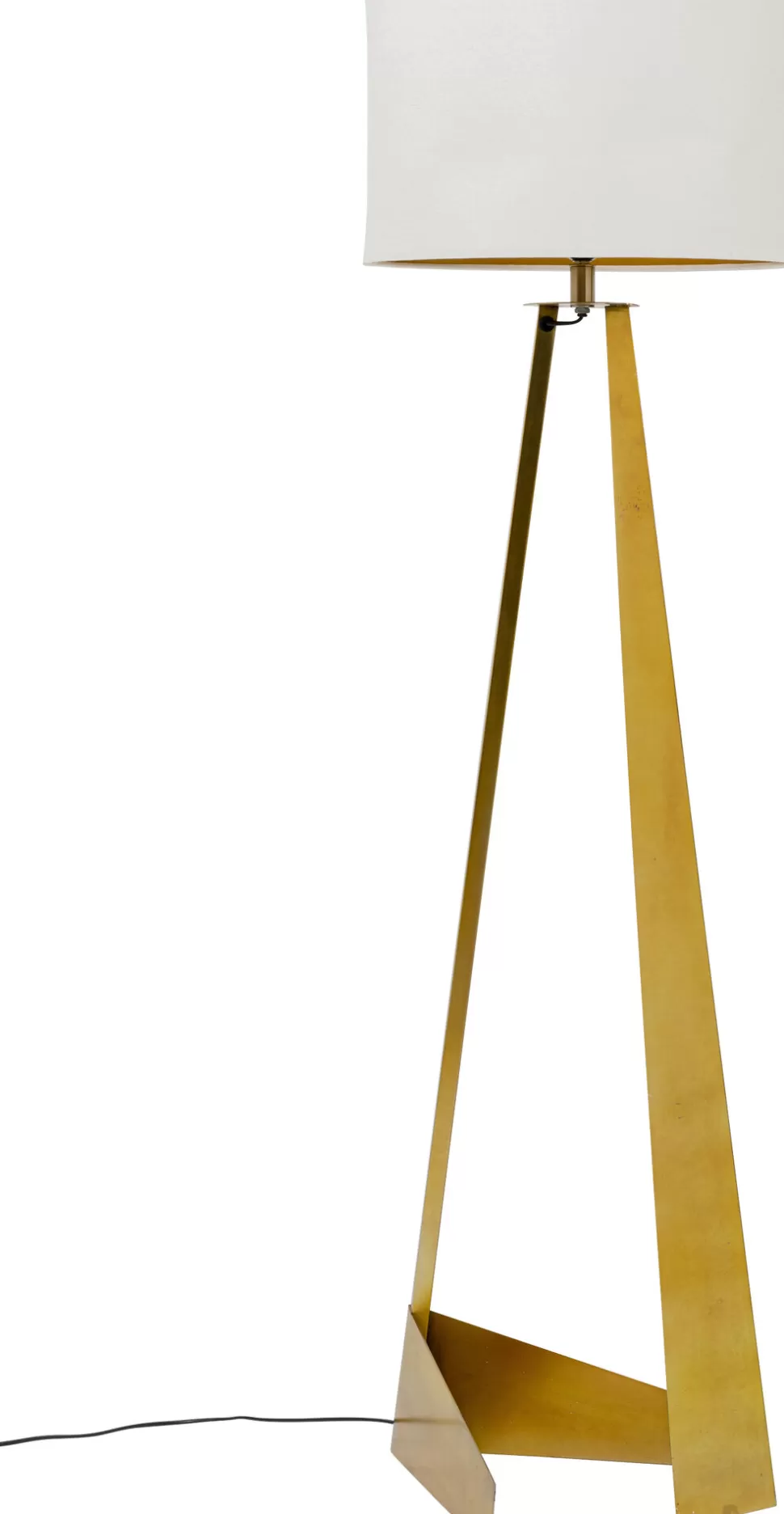 Lampy Podłogowe-KARE Design Lampa Podłogowa Podstawa Złota Stalowa Abażur Biały Lniany 150 Cm
