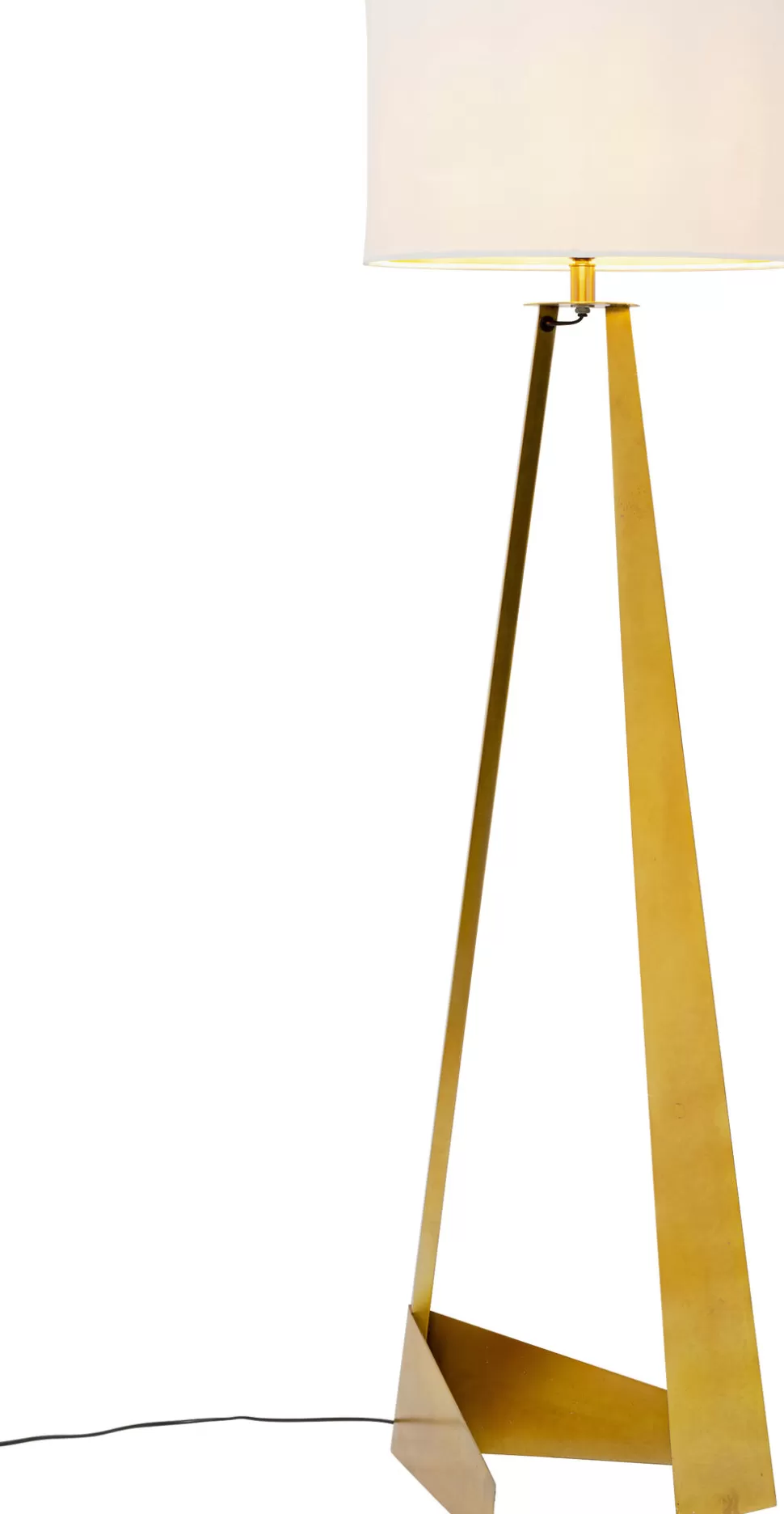 Lampy Podłogowe-KARE Design Lampa Podłogowa Podstawa Złota Stalowa Abażur Biały Lniany 150 Cm