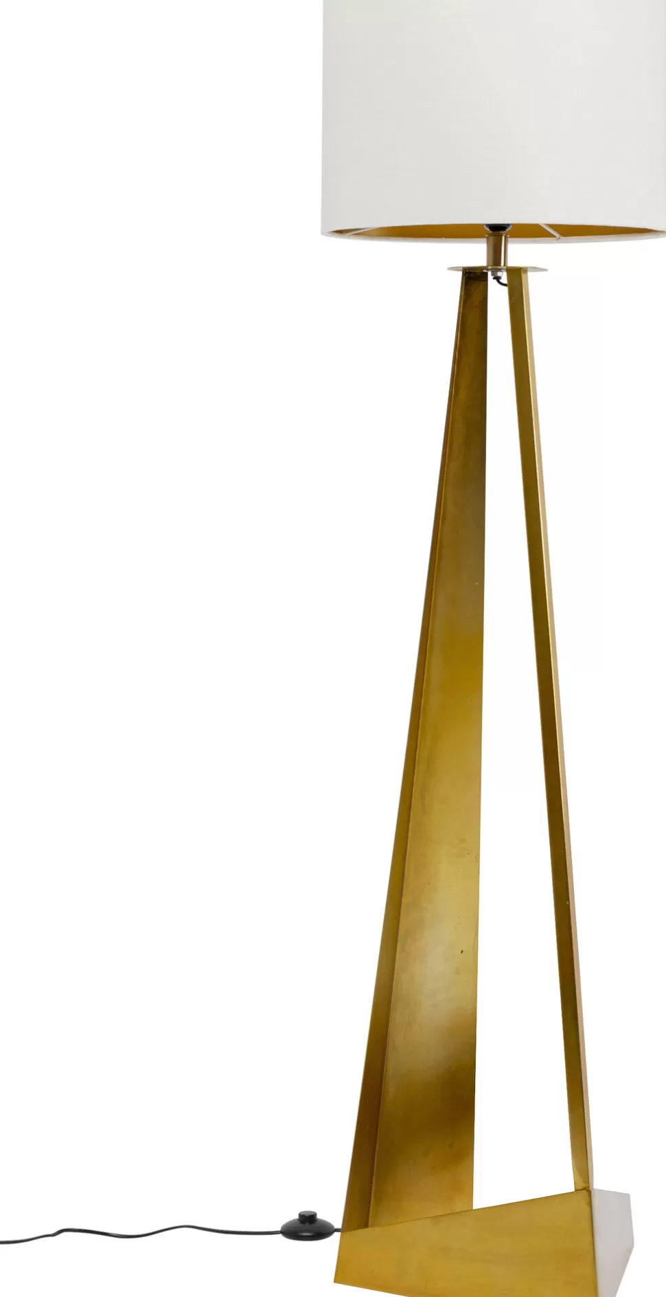 Lampy Podłogowe-KARE Design Lampa Podłogowa Podstawa Złota Stalowa Abażur Biały Lniany 150 Cm