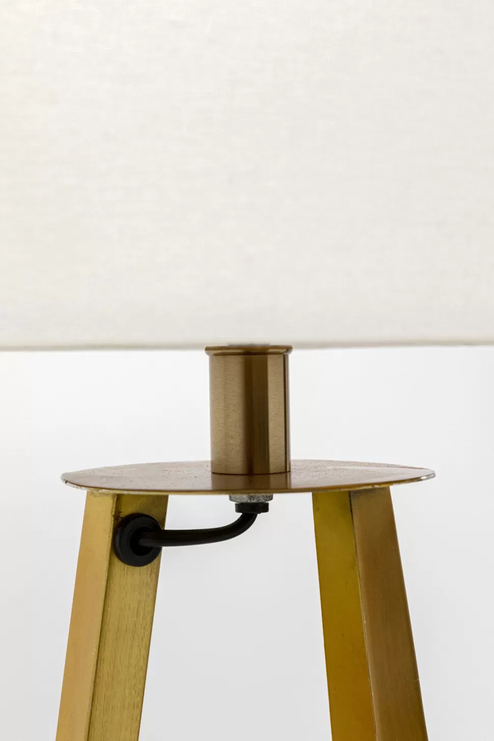 Lampy Podłogowe-KARE Design Lampa Podłogowa Podstawa Złota Stalowa Abażur Biały Lniany 150 Cm