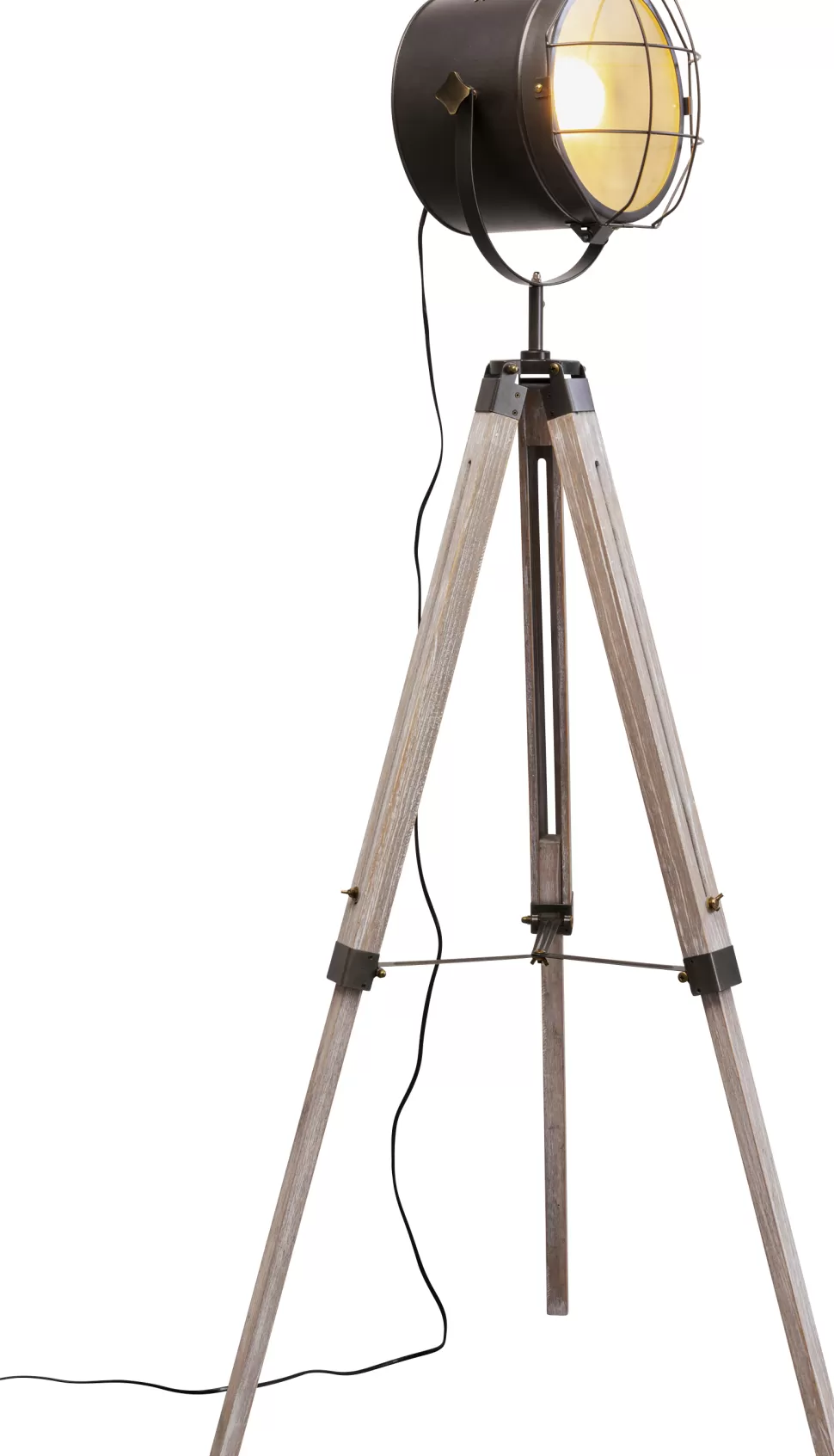 Lampy Podłogowe-KARE Design Lampa Podłogowa Trójnóg Vintage Drewno Sosnowe I Stal 110-155 Cm