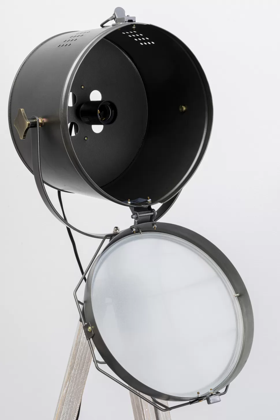 Lampy Podłogowe-KARE Design Lampa Podłogowa Trójnóg Vintage Drewno Sosnowe I Stal 110-155 Cm
