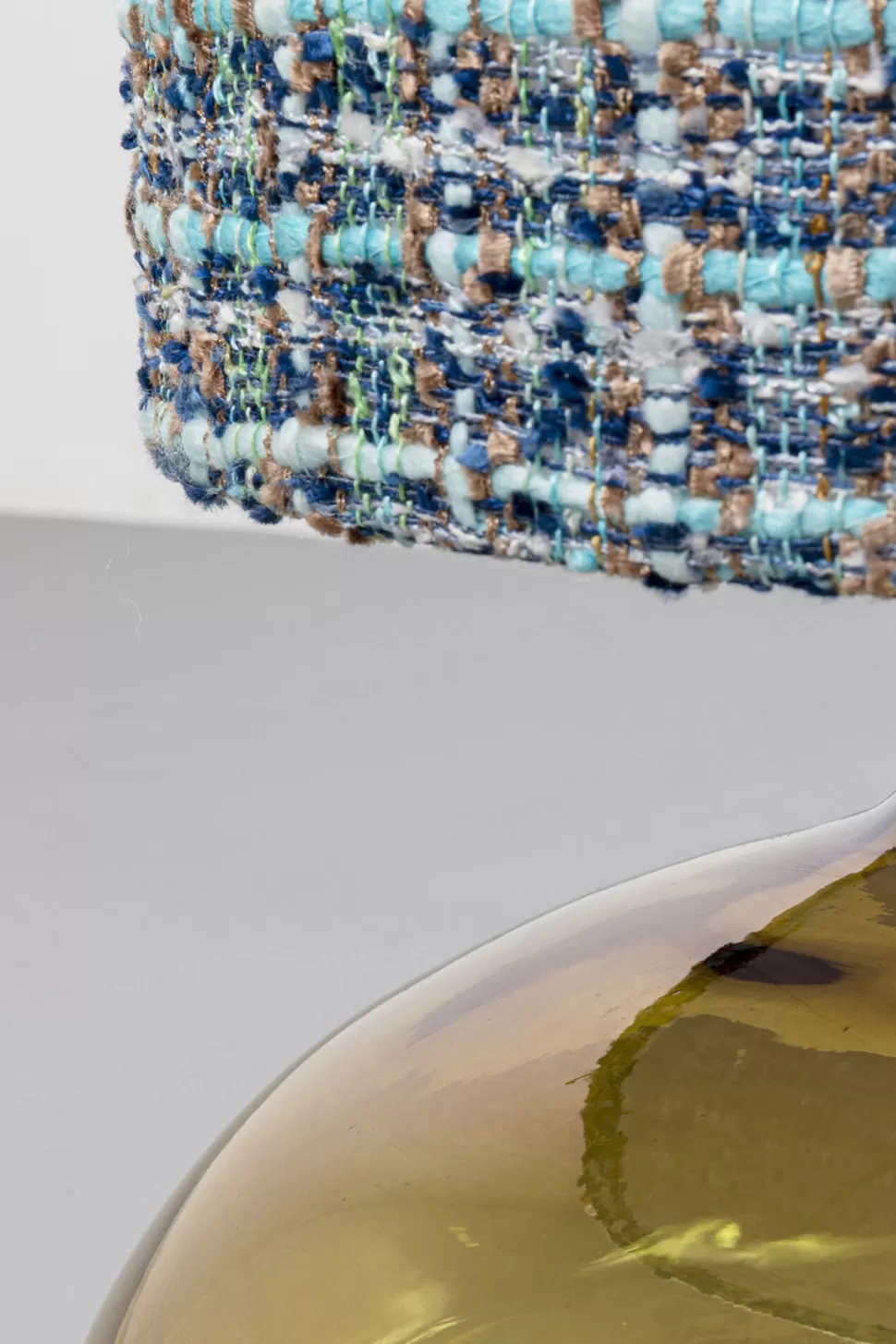 Lampy Podłogowe-KARE Design Lampa Podłogowa Ze Szklaną Brązową Podstawą Abażur Z Tkaniny Niebieskiej 106 Cm