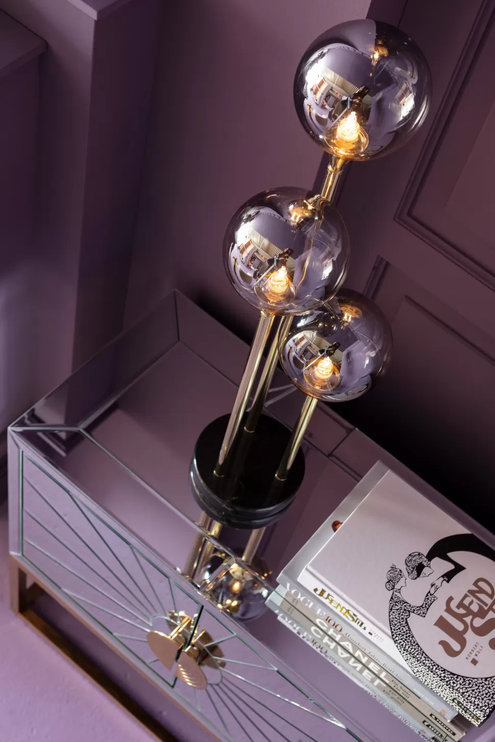 Lampy Stołowe-KARE Design Lampa Stołowa Al Capone Tre 18x83 Cm Złota Klosze Przydymione