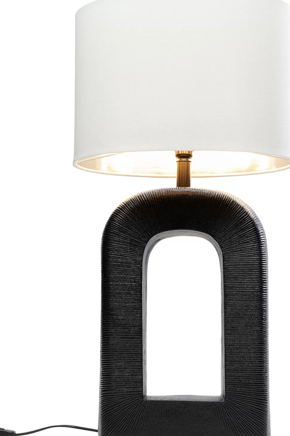 Lampy Stołowe-KARE Design Lampa Stołowa Aluminium Czarne I Abażur Biały Lniany 79 Cm