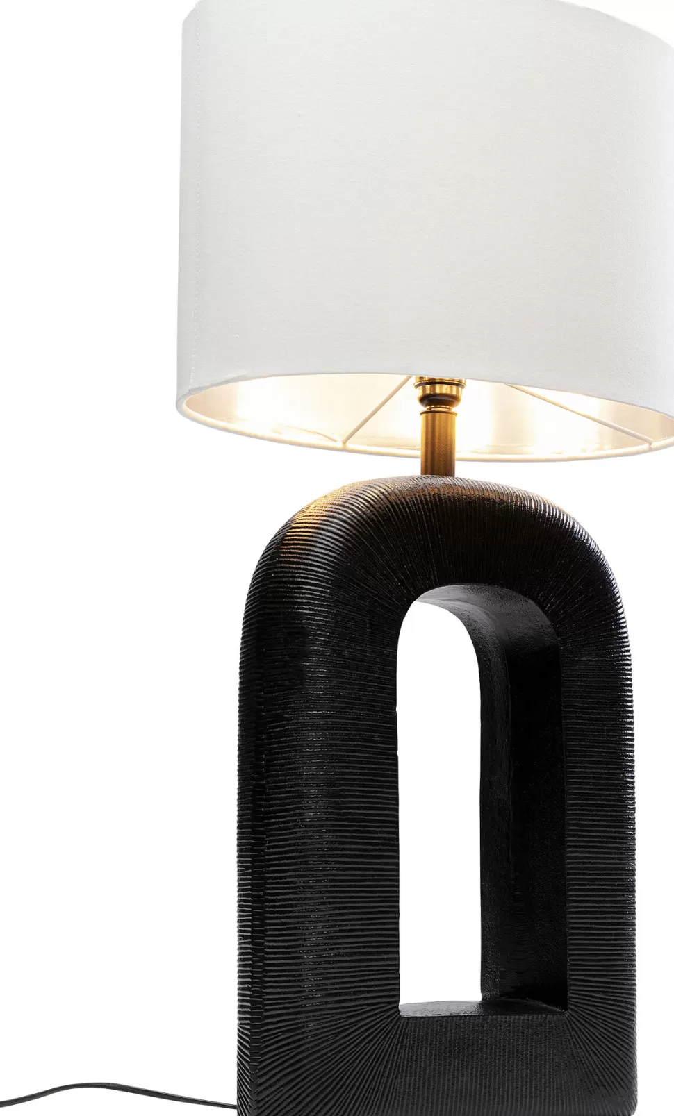 Lampy Stołowe-KARE Design Lampa Stołowa Aluminium Czarne I Abażur Biały Lniany 79 Cm