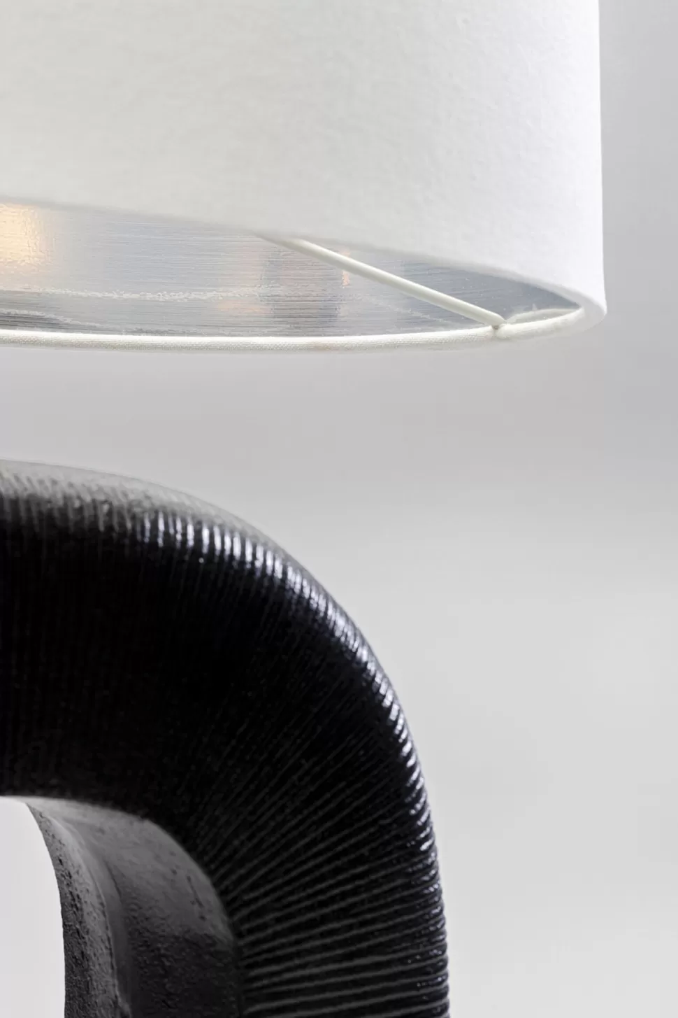 Lampy Stołowe-KARE Design Lampa Stołowa Aluminium Czarne I Abażur Biały Lniany 79 Cm