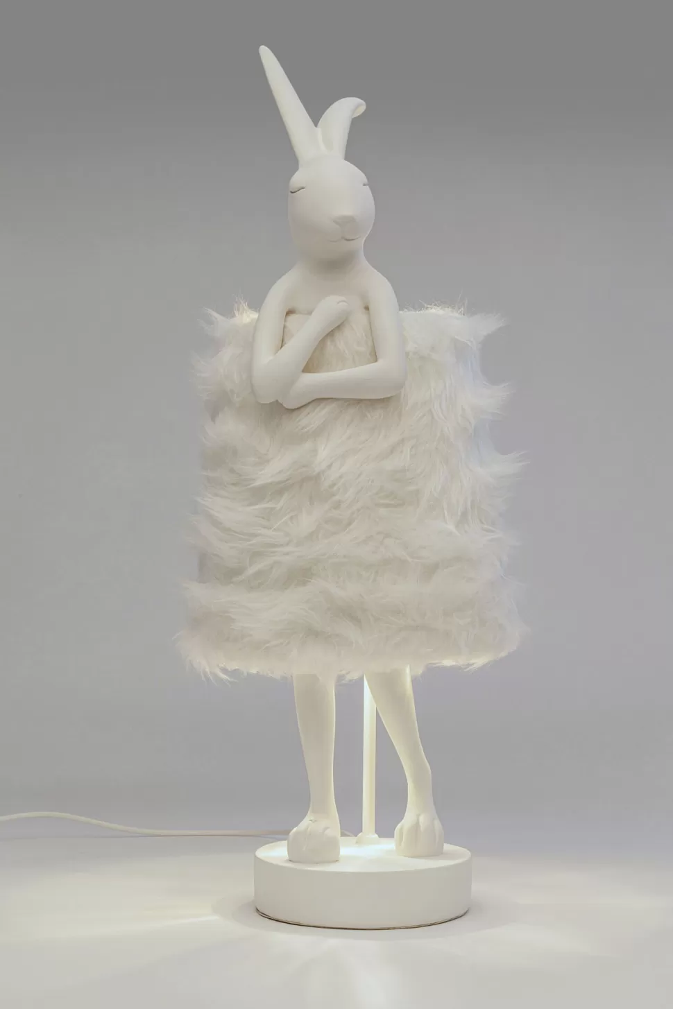 Lampy Stołowe-KARE Design Lampa Stołowa Biała Królik Abażur Futrzasty 68 Cm