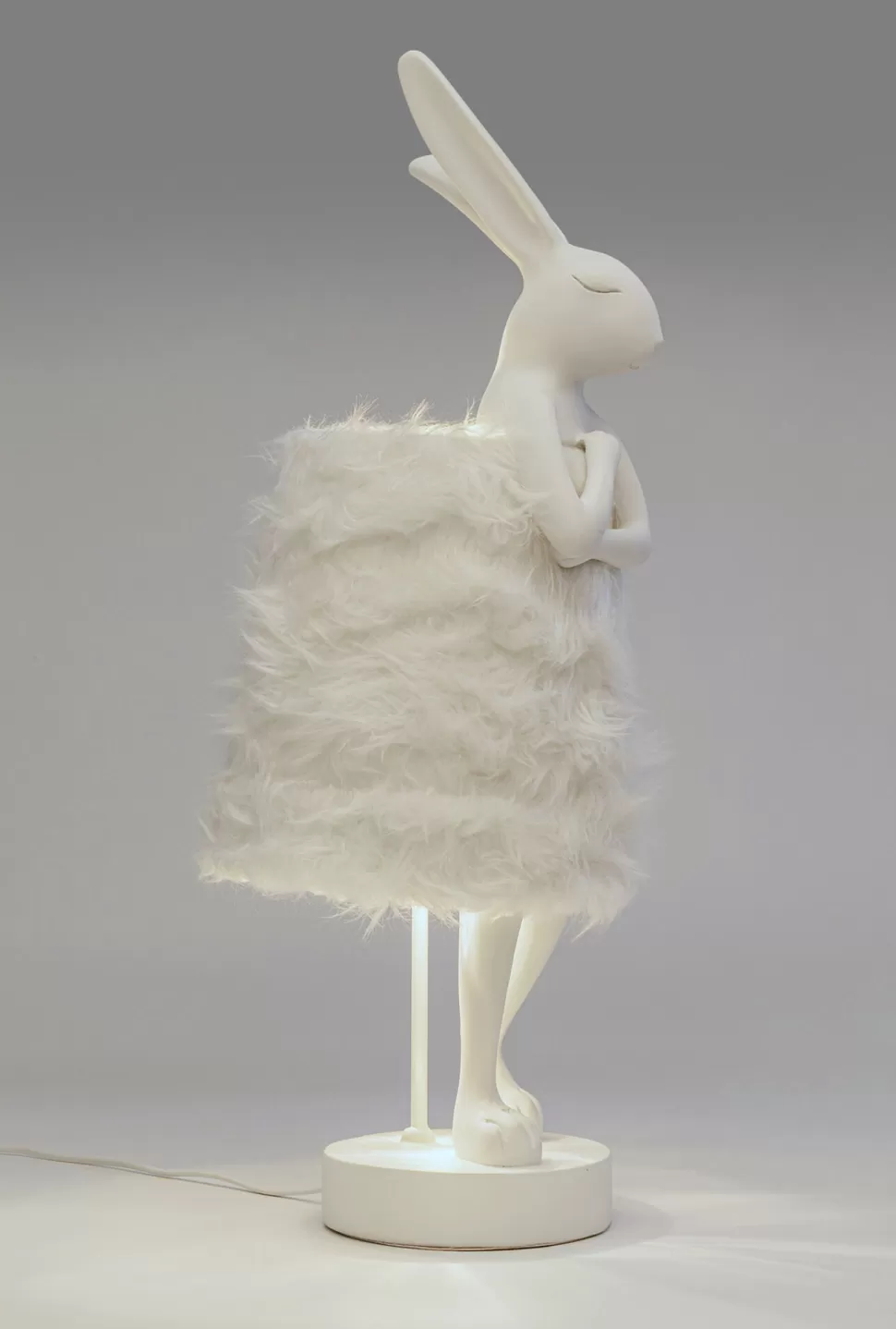Lampy Stołowe-KARE Design Lampa Stołowa Biała Królik Abażur Futrzasty 68 Cm