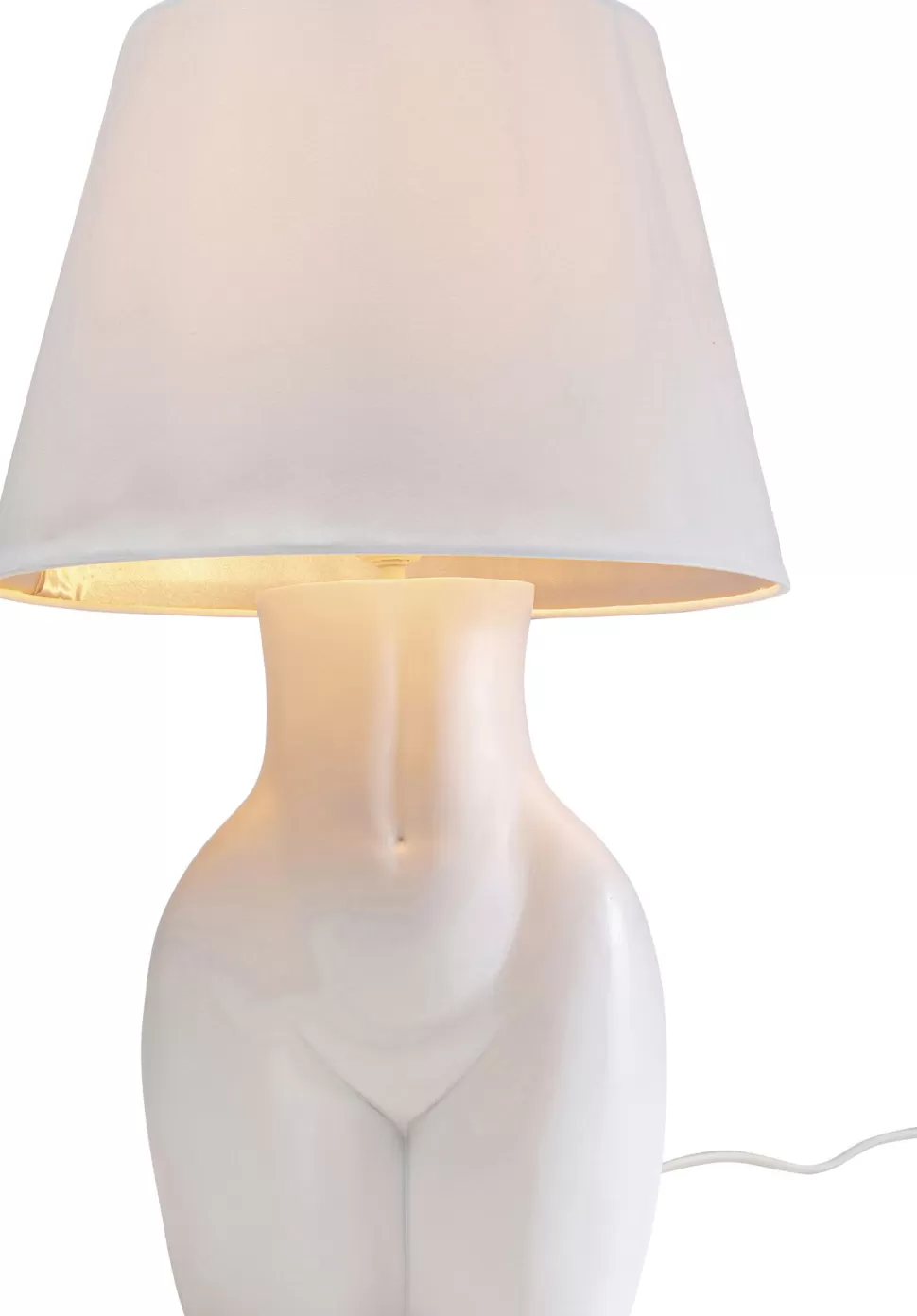 Lampy Stołowe-KARE Design Lampa Stołowa Biała Z Abażurem Motyw Ludzkiego Ciała Ø30x48 Cm