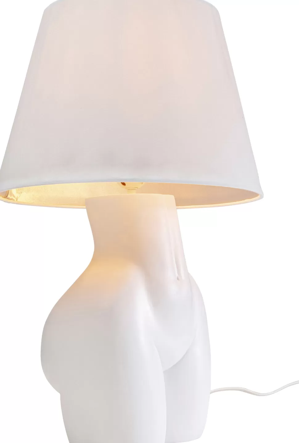 Lampy Stołowe-KARE Design Lampa Stołowa Biała Z Abażurem Motyw Ludzkiego Ciała Ø30x48 Cm