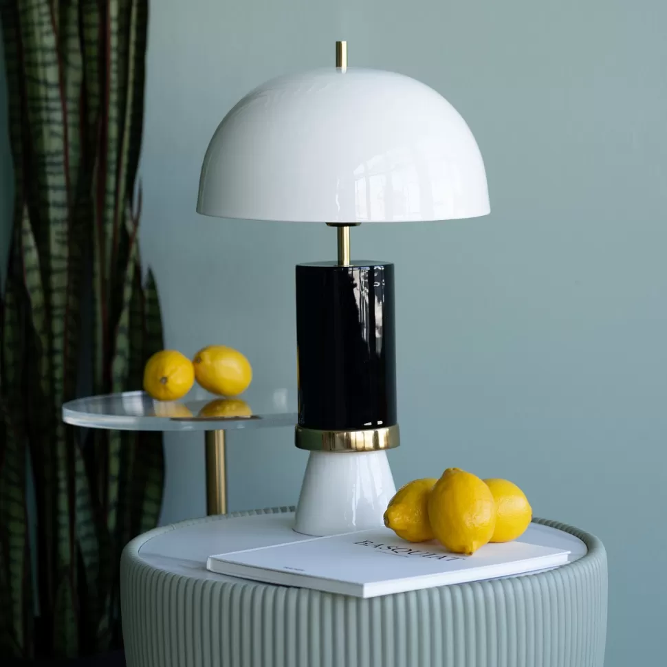 Lampy Stołowe-KARE Design Lampa Stołowa Biało-czarna Stalowa Emaliowana 51 Cm