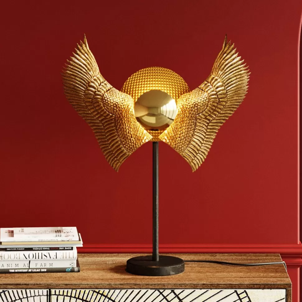 Lampy Stołowe-KARE Design Lampa Stołowa Bird Wings 61x76 Cm Czarno-złota