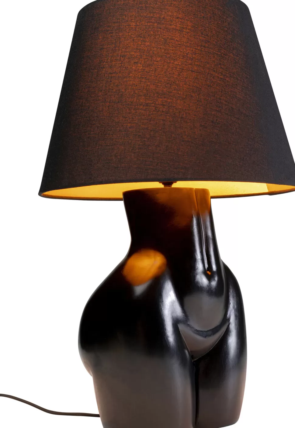 Lampy Stołowe-KARE Design Lampa Stołowa Czarna Z Abażurem Motyw Ludzkiego Ciała Ø30x48 Cm