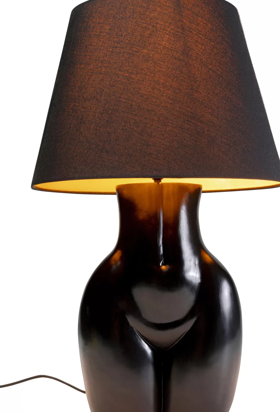Lampy Stołowe-KARE Design Lampa Stołowa Czarna Z Abażurem Motyw Ludzkiego Ciała Ø30x48 Cm