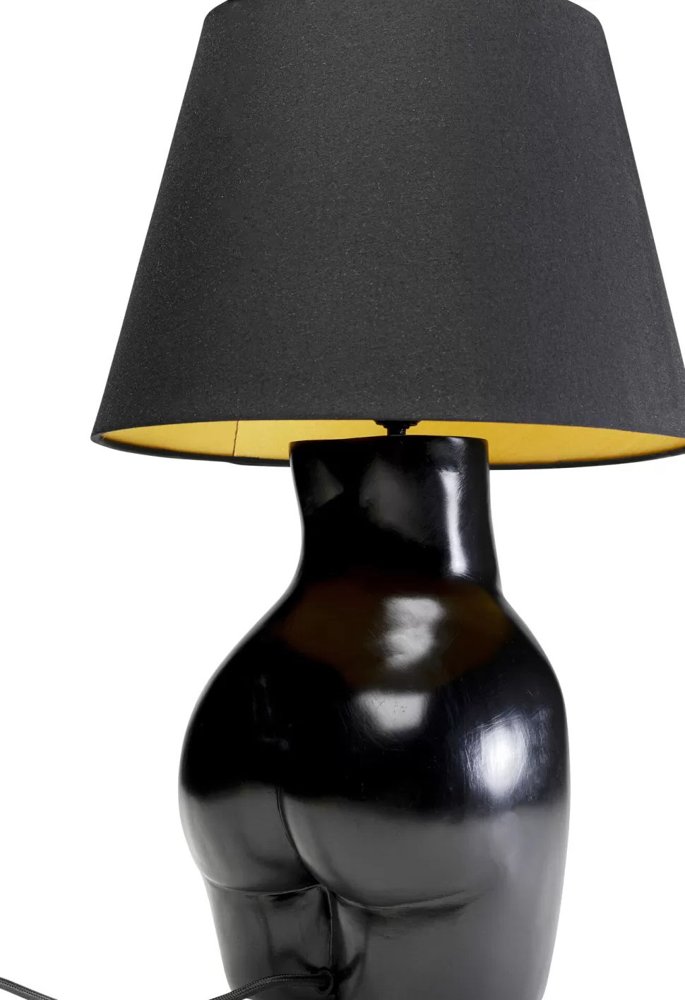 Lampy Stołowe-KARE Design Lampa Stołowa Czarna Z Abażurem Motyw Ludzkiego Ciała Ø30x48 Cm