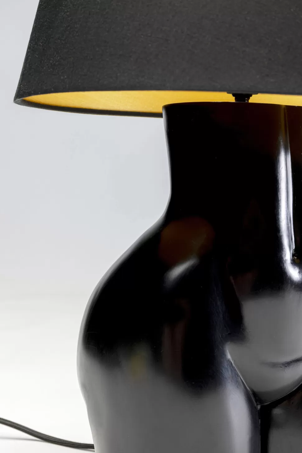 Lampy Stołowe-KARE Design Lampa Stołowa Czarna Z Abażurem Motyw Ludzkiego Ciała Ø30x48 Cm